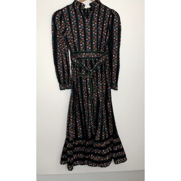 Pink City Prints Savannah Dress Haworth Border Black Womens XS - Picture 4 of 16
